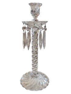 Stunning Baccarat Style Luster Candlestick: Add a touch of opulence to your collection with this magnificent antique Baccarat luster candlestick. Expertly crafted in fine crystal, this candlestick showcases Baccarat’s legendary artistry and