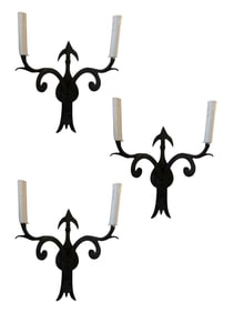Set of 3 Wrought Iron Spanish Revival Sconces
