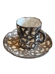 Heavy sterling silver over porcelain coffee cup