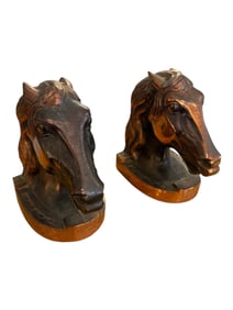 Pair Of Bronze Horse Head Bookends