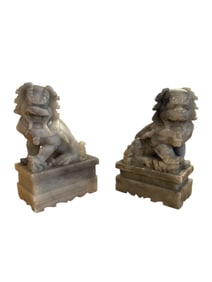 Pair Of Jade Foo Dog Bookends