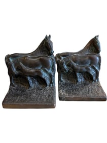 Pair Of Bronze Horse And Pony Bookends