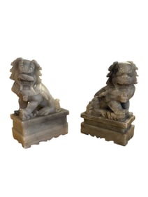 Pair Of Jade Foo Dog Bookends