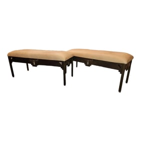Pair of Iron and Leather Bench With Cut Out Motifs
