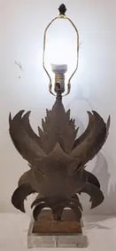 Iron Leaf Lamp W/Lucite Base