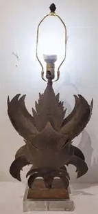 Iron Leaf Lamp W/Lucite Base: Iron Leaf Lamp W/Lucite Base