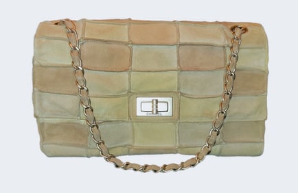 Auth Chanel Leather Patchwork Chain Bag