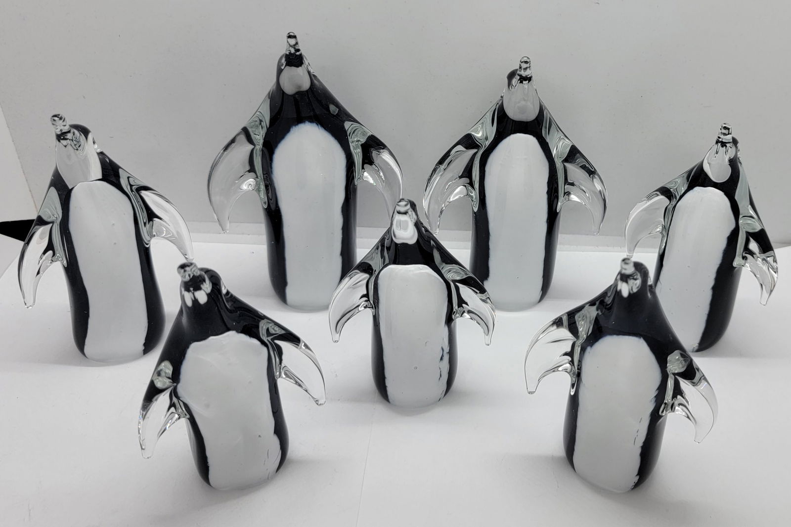Set of Seven Miniature Glass Penguins (1 of 10)