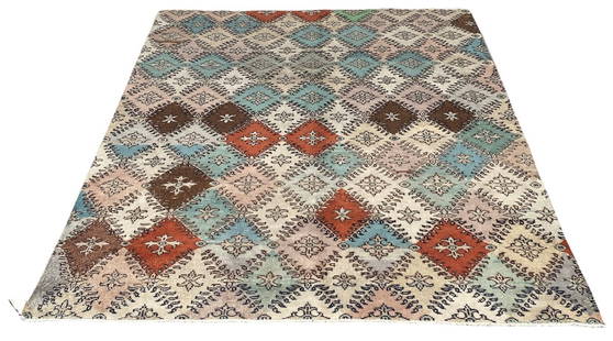 Mid Century Modern Handmade Rug: Mid Century Modern Handmade Rug 5ft 11inch x 7ft 8 in