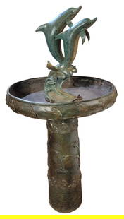 Magnificent Bronze Dolphin Garden Statue: Magnificent Bronze Dolphine Garden Statue Measures approx - 52h x 25 diameterThis garden fountain / garden statue is a beautiful garden element that demands its own space. The base of the fountain has
