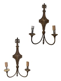 Pair of American Brass Sconces