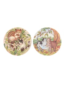 Email De Limoges Plate St Martin Cat Kitty Dessert Plates