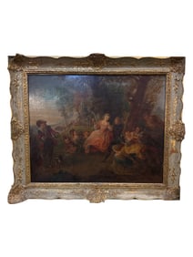 19th Century Hand Painted on Wood Rococo Style Painting