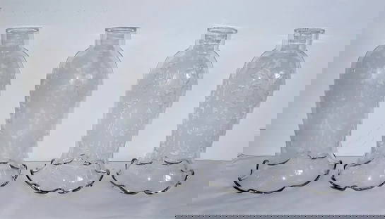 4 Crystal Etched Chandelier Shades w/Platinum: Set of Four Crystal etched Chandelier Shades with Platinum Trim