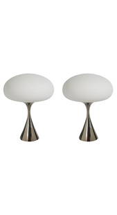 Pair of Mid-Century Portable Laurel Lamp: The Mid-Century Portable Mushroom Laurel Lamp is a charming and functional piece that perfectly encapsulates the playful yet sophisticated design ethos of the 1960s. W12 x D12 x H17