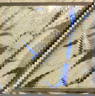 Italian Hand Made Art Nouveau Glass and Lucite Art Panel: Hand Made Art Nouveau Glass and Lucite Art Panel. Made in Italy. This art glass panel has two sides to this story. The way the frame is made is showing the side that does not have the 3 dimensional Lu