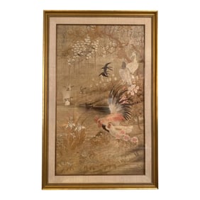 Handmade Late 19th Impressive Early Japanese Woven Tapestry