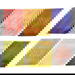 Late 20th Century Minimalist Word Art Oil Paintings - Set of 6: Set of Six Contemporary Art Oil Paintings Each Measure Approx. W24 x H24 x D1.5