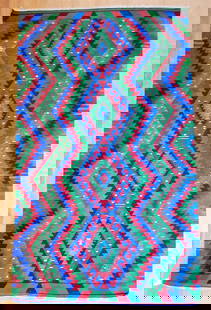 Retro Mid Century European Hand Made Rug: Retro Mid Century European Hand Made Rug. This rug measures approx - 10.5 wide x 6.5 long