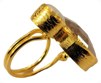 24k Gold Plate Sterling Ring Amethyst stone