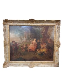 19th Century Hand Painted on Wood Rococo Style Painting