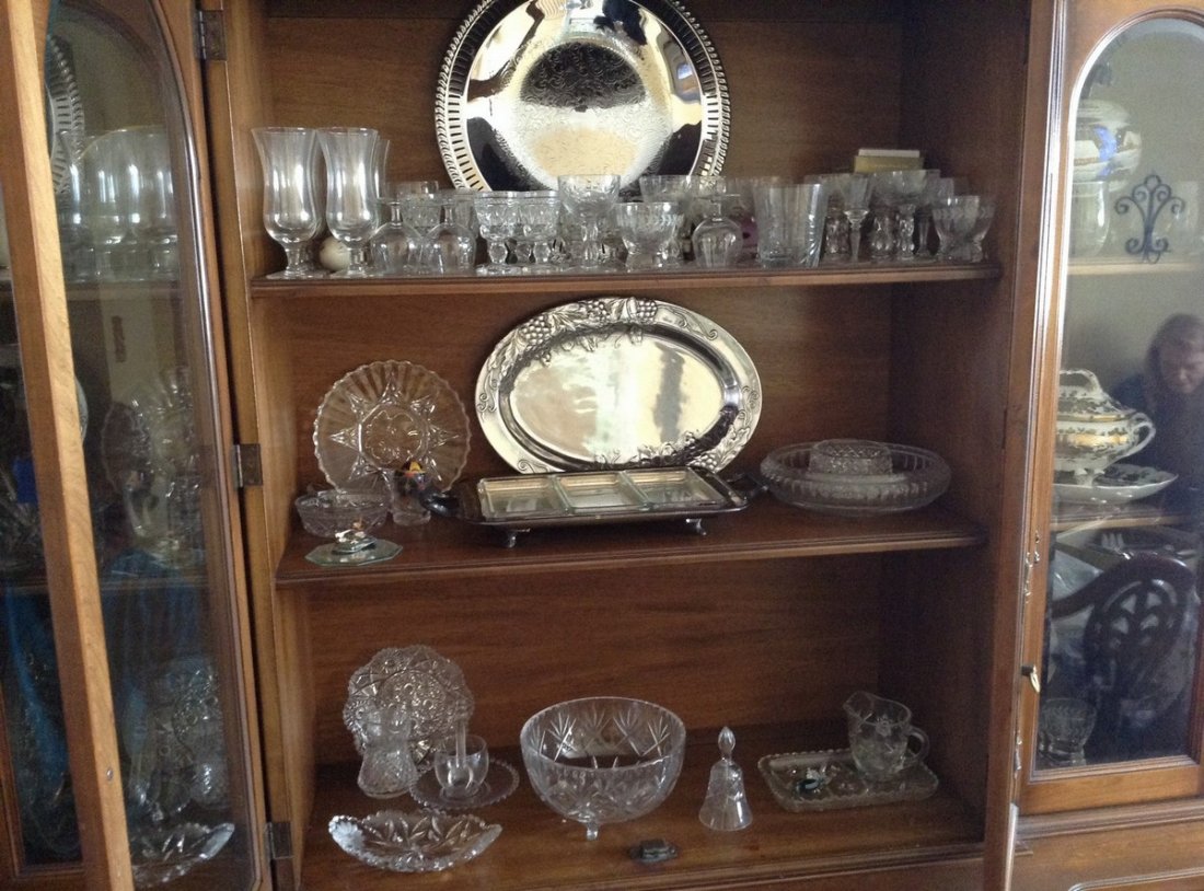 3 shelves including Crystal stemwares; serving platters (1 of 5)