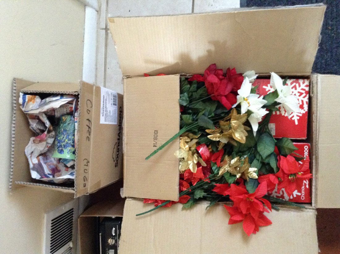 Lot of Christmas; Sony Radios and box of coffee mugs (1 of 2)