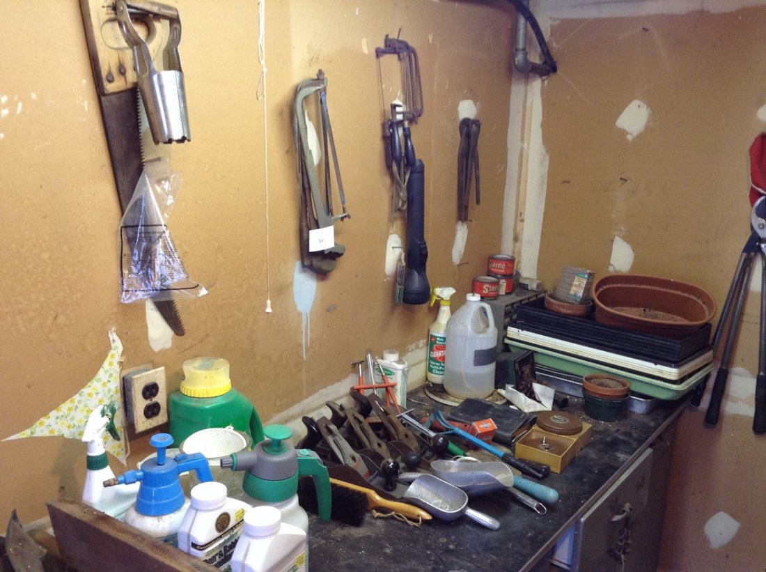 Contents of Wall and top of work bench including wood (1 of 10)