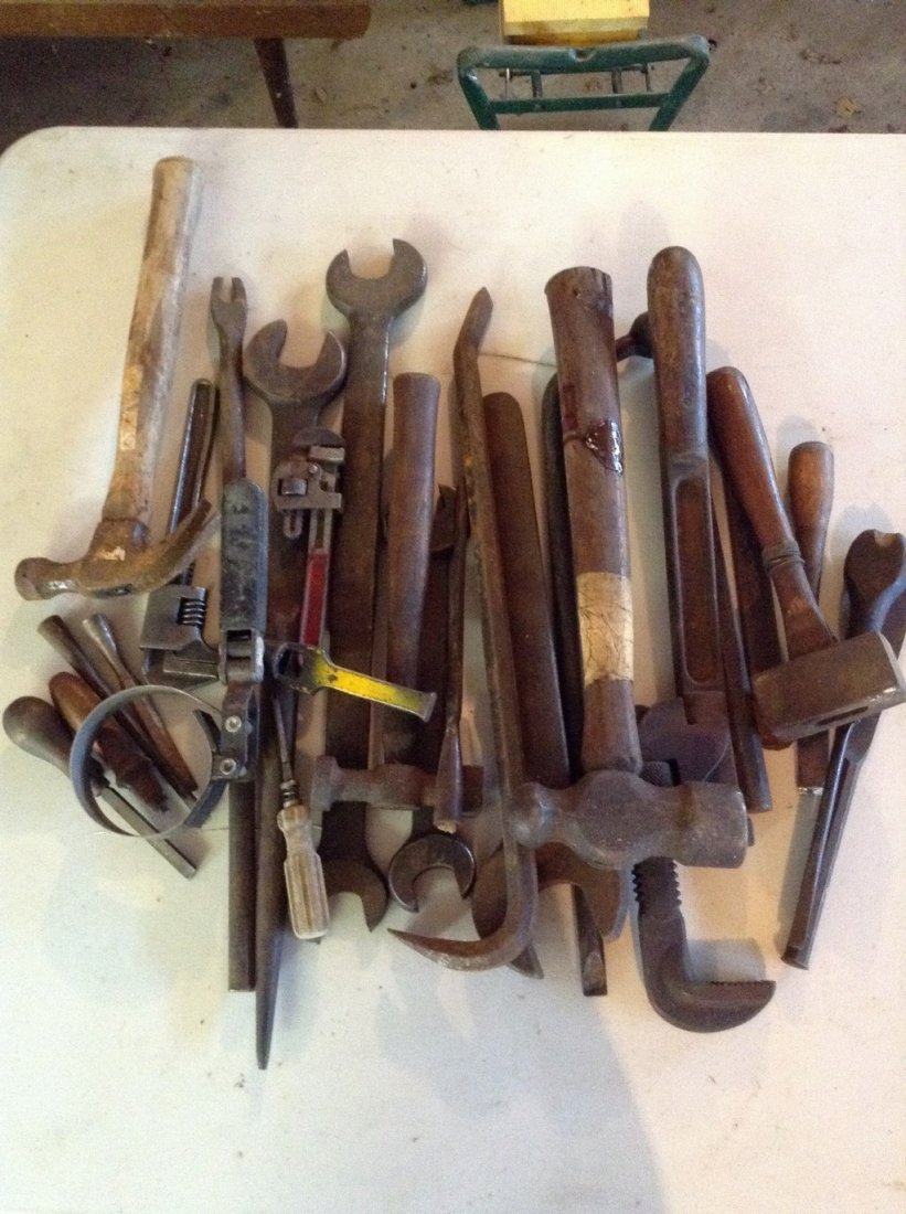 Vintage wrenches; hammers; pipe wrenches; wood chisels (1 of 1)