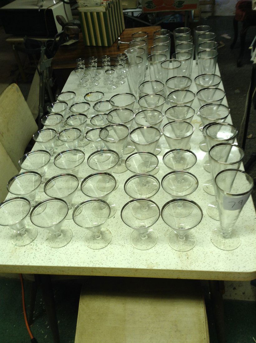 Mid-century silver rim glass ware (1 of 2)