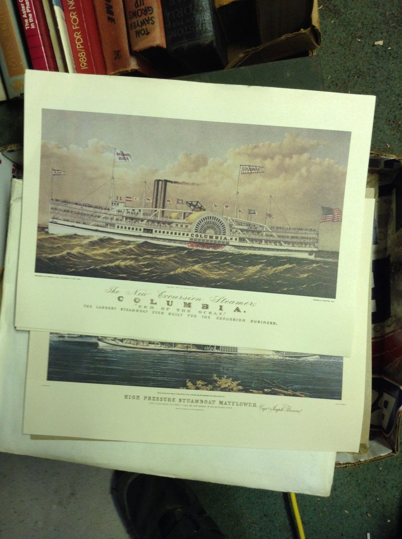 Steam ship prints and vintage paper lot (1 of 3)