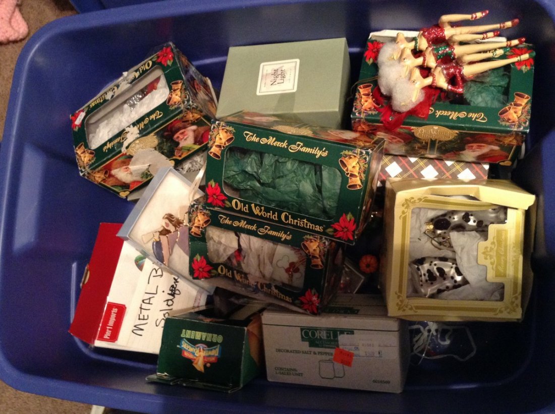 Tub Full of Christmas Ornaments: Tub Full of Christmas Ornaments; as shown in pictures