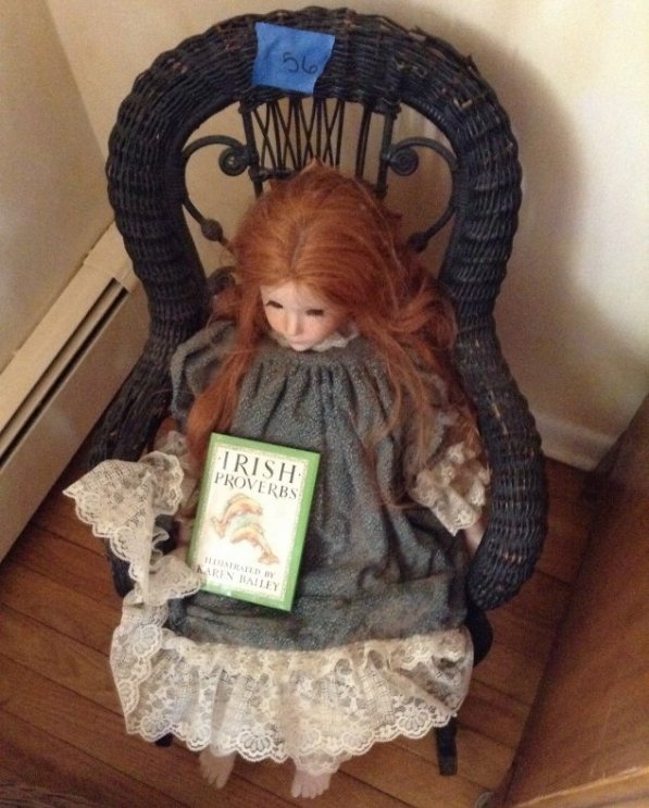 Porcelain Doll and Rocking Chair: Porcelain Doll and Rocking Chair as shown in pictures