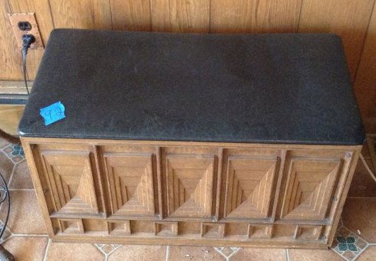 Mid Century Chest Leather Top and Contents (1 of 2)