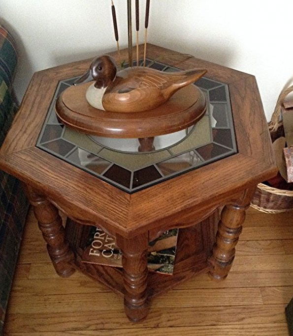 Leaded Glass Octagon shape end table (1 of 2)