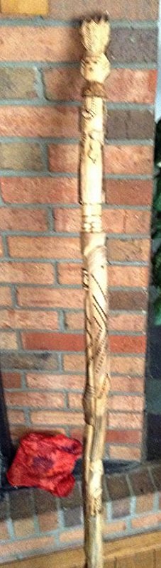 Hand Carved walking stick with Indian Motiff (1 of 3)