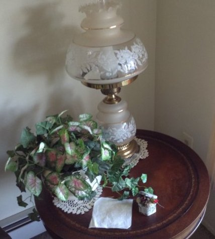 Contents of Table in cluding Hand Painted Lamp "Gone: Contents of Table in cluding Hand Painted Lamp "Gone with the Wind": as seen in photo