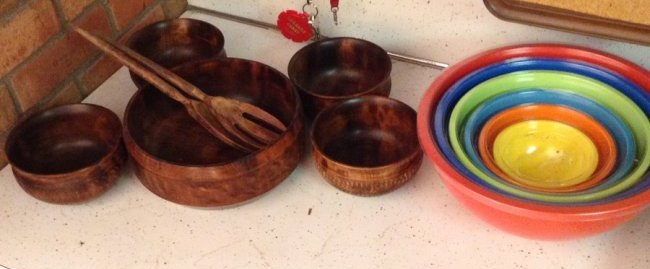 Mid Century salad bowls & servers (1 of 1)