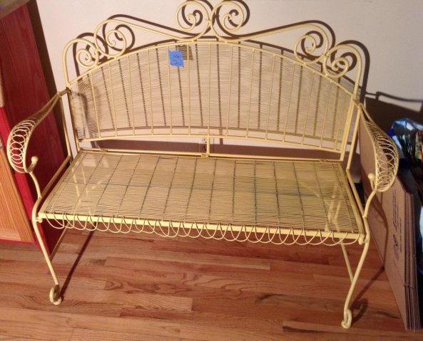 Metal settee: Yellow metal settee 45 inches wide - Vintage look