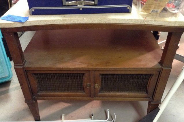 MCM side table with stone top (1 of 1)