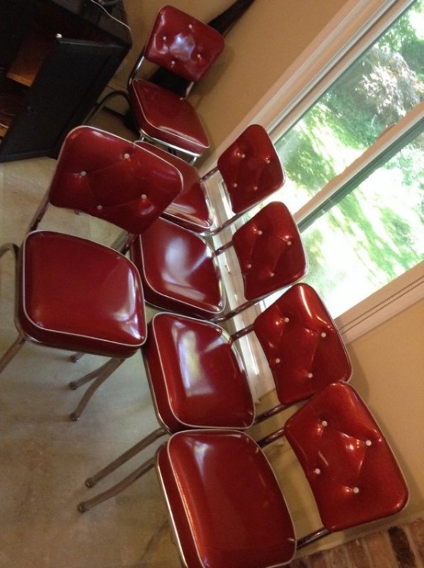 6 Retro Red vinyl Kitchen Chairs (1 of 1)