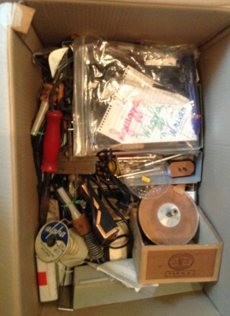 BOX OF TOOLS AN MATERIAL TO BUILD TRAINS (1 of 1)