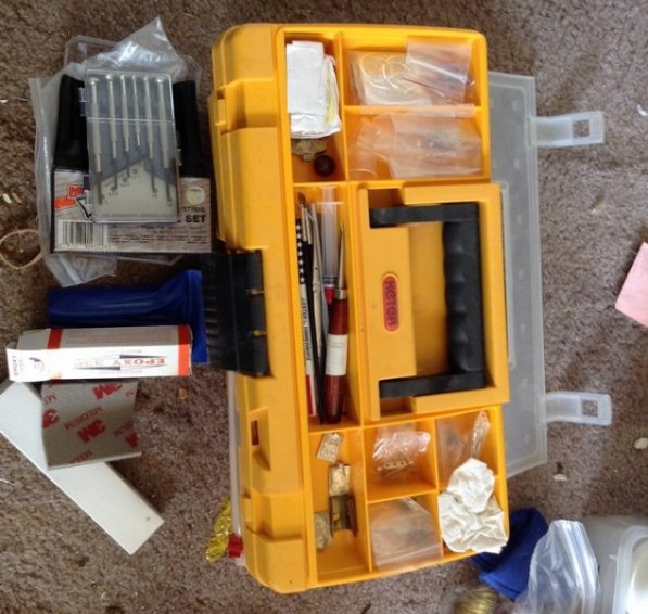 Tool box and crafting tools: Tool box and crafting tools: as seen in photo