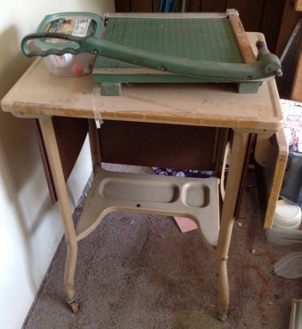 Metal sewing table Toledo & Paper cutter: Metal sewing table Toledo & Paper cutter: as seen in photo