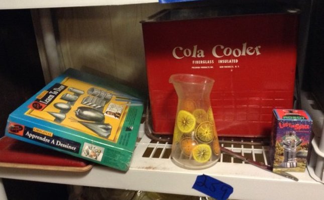 contents of shelf: contents of shelf: including coke a cola cooler