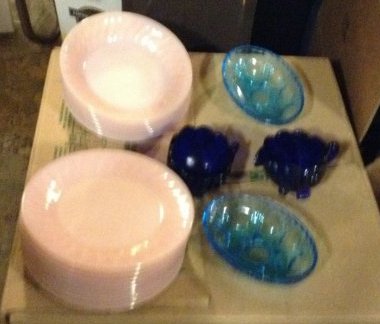 Pink swirl fire king and blue cobalt glass (1 of 1)
