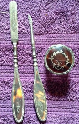Tortoise Shell Sterling Nail kit 1920's (1 of 1)