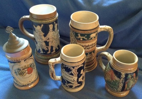 Lot of 6 West German Beer Steins (1 of 1)