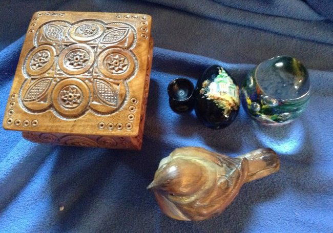 Wood Carved box, wood eggs, paperweight egg (1 of 2)