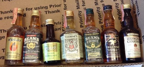Lot of 7 Miniture Liquor Bottles: Any contents in bottle is Free; You are bidding on the bottle